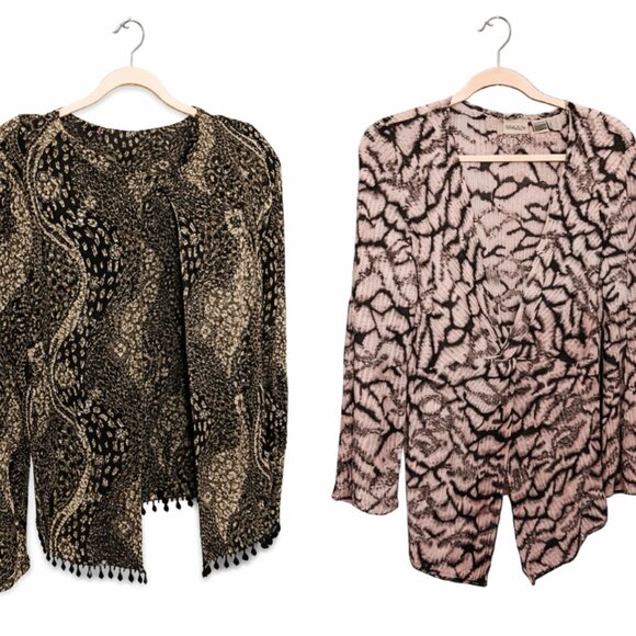 Chico's Tops - Lot - MSK XL Black Gold Paisley Open Front Cardigan + Chico’s Size 1 Tunic